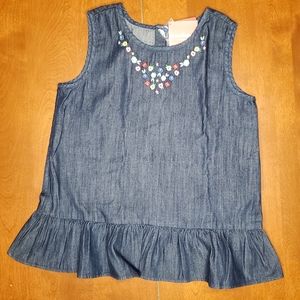 Girls sleeveless denim peplum top